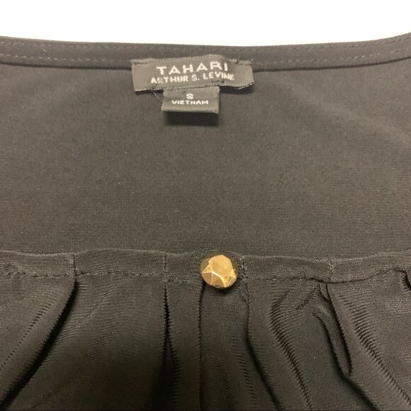 Tahari ASL Black sleeveless ruched top blouse size small - Picture 6 of 10